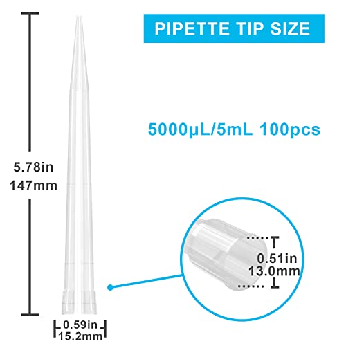 Image of ONiLAB 5mL Universal Pipette Tips, 100 Pcs, Autoclavable | Transparent Design, DNase /RNase Free, Non-Pyrogenic, High Volume Transfer, Low Retention Design