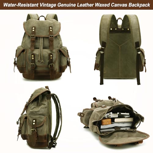HuaChen Vintage Canvas Leather Backpack