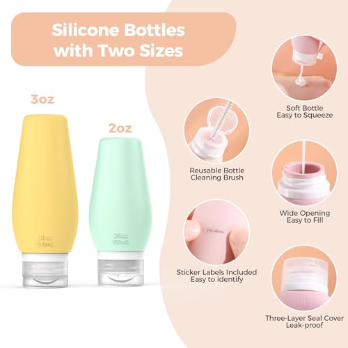 19 Packs Travel Bottles for Toiletries, Silicone Travel Size Toiletries, TSA Approved Travel Essentials, Leak Proof Travel Size Containers for Shampoo Conditioner Lotion3