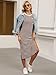 ANRABESS Womens 3/4 Long Sleeve Striped Slit Midi T Shirt Dresses with Pockets 2025 Dressy Casual Fall Fashion Travel Outfits Brown White Stripe XL