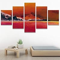 SIGNWIN 5 Panel Canvas Wall Art Modern Art Beach Dramatic Island Landscape Multicolor Photography for Home Decorations Ready to Hang - 60