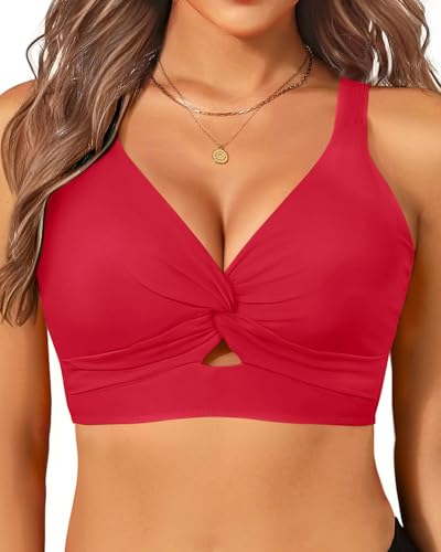 Image of Women's Bikini Top - Supportive Swimsuit for Large Bust - 2025 Cut Out Twist Swim Top