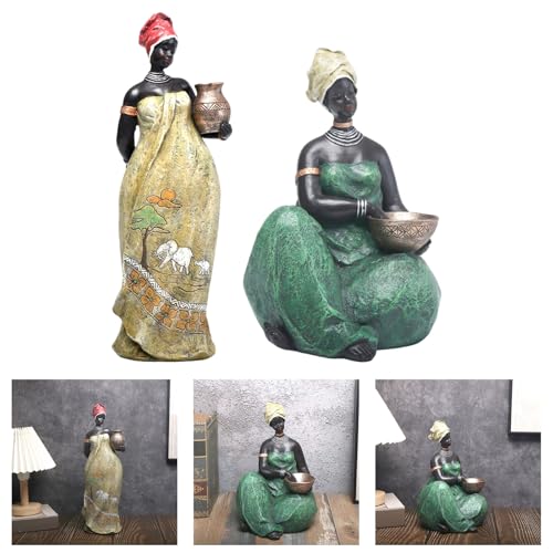 Statue africaine et sculpture tribale exotique en résine pour décoration de table - 2