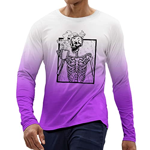 Pantalones Chicos Camiseta de Manga Larga con Cuello Redondo Degradado de de Halloween para Hombre Cosas Baratas Y Chulas (Purple, L) Cover
