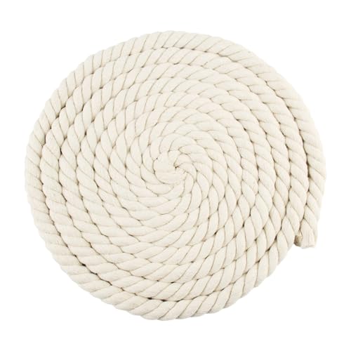 Xbessc 20mm x 5m Cordón de Algodón Beige Cuerda de Algodón Trenzado SOGA Gruesa Cuerda Macrame Natural para Decoración Manualidades Hamacas Decoración del Hogar Proyectos Hechos a Mano