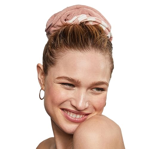 Kitsch Microfiber Hair Towel Scrunchie - Soft Large Scrunchies for Women - Scrunchies for Thick Hair - Highly Absorbent Towels | Ideal Gifts for Women - 2 pcs (Terracotta, Checkered)