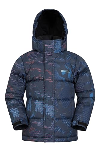 Mountain Warehouse Chaqueta Acolchada Snow Niños Resistente al Agua. Tejido Ripstop, con Forro Polar Interior, puños Ajustables, Dos Bolsillos Negro...