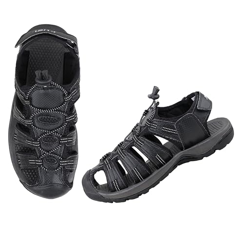 Image of FUEL Soldier-14 Men's Fisherman Sandals - Comfortable, Breathable & Flexible Outdoor Sandals with Protective Toe, Anti-Skid Sole - Stylish Casual Beach & Sports Footwear (Black)