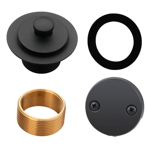 Black tub Drain Lift &Turn Tub Trim Set with Two-Hole Overflow Faceplate Conversion Kit Assembly...