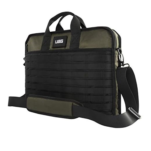 Urban Armor Gear Slim Brief Sac Universel pour Ordinateur Portable/Notebook 15" - 16" Pouces [360° Protection, Nylon Robuste, Sangle d'épaule détachable, Poche Frontale, Poignée] Olive
