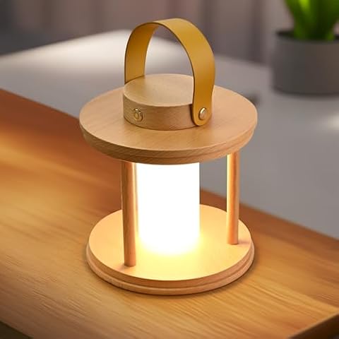 LONRISWAY LED Wood Cordless Table Lamp Rechargeable Lamp with Dimming Eye-Care Lighting, Portable Touch Lamp for Outdoor Camping Living Room Bedroom Bedside Office, Camping Light Portable Tent Cover