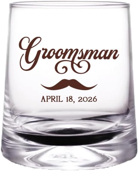 Factory21store Personalized 10oz Modern Classic Style Groomsman Design Rocks Glasses, Ideal for His Bourbon, Whiskey, Gin, or Specialty Cocktails for Your Wedding or Bachelor Party