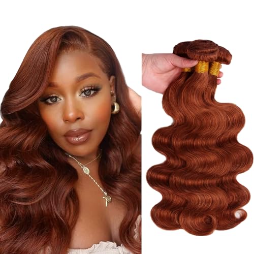 33 Copper Red Bundles Human Hair Body Wave 3 Bundles 16 18 20 Inch Unprocessed Brazilian Virgin Remy Reddish Brown Body Wave Bundle Human Hair Extensions