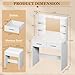 Furmax Make up Vanity Desk with Mirror and Power Outlet, Vanity with 3 Color Light Options Adjustable Brightness,Vanity Desk with 2 Drawers, 6 Storage Shelves (White, with Bench)
