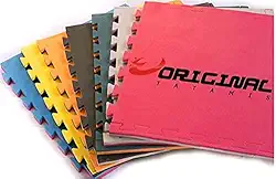 ORIGINAL TATAMIS YAMAMURA KIT TATAMES EVA 4 PÇS 100 X 100 X 2 CM (1X1METRO X 20mm) COR AZUL E LARANJA TAPETE DE TATAMI JIU-JITSU BRASILEIRO