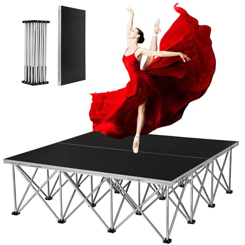 Portable Stage Platform 4x8, 1540lb Capacity & 16" H for Unobstructed Sightlines | 16-Strut Centipede Design | Foldable Stage for Events, Worship, Live Streams, Bars