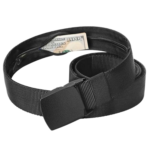 Ksvaye 120cm Cinturón de Viaje Antirrobo con Bolsillo Secreto, Riñonera con Compartimento Secreto, Unisex Bolsillo de Dinero Oculto, No Pita en Aeropuertos, para Evitar Carteristas