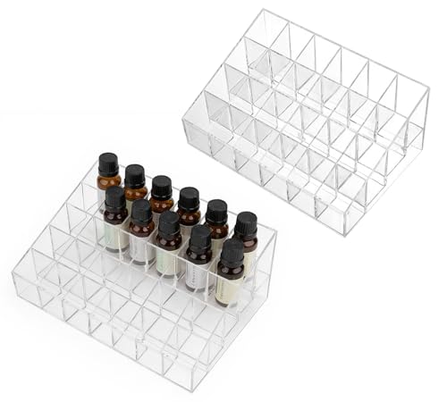 Image of 2Pack Essential Oil Holder,24Slots Plastics Essential Oil Storage,for Bottles Perfumes and Nail Polish Shelf,Essential Oil Organizer,Makeup Storage Rack