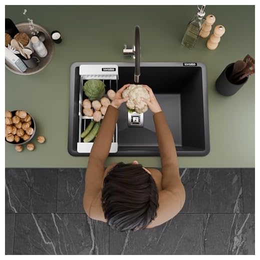 Lorazzo Quartz Kitchen Sink (MIDNIGHT BLACK)- Single Bowl | Quartz Sink for Kitchen 24X18 | with SS 304 Coupling, Rack & Waste Pipe | 10-Years Lorazzo Limited Warranty