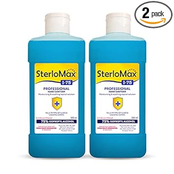 SterloMax 75% Isopropyl Alcohol-based Hand Rub Sanitizer and Disinfectant 500 ml -Pack of 2