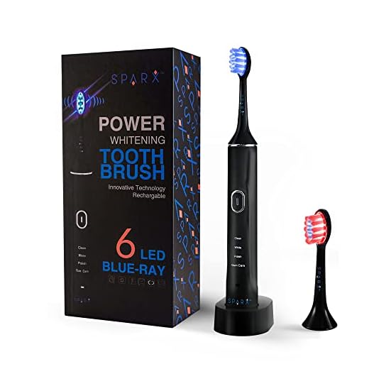 Sparx Electric Toothbrush for Teeth Whitening, Gum Care, & Polishing, Light Therapy Technology for Whiter Teeth & Healthy Gums, Rechargeable, Black