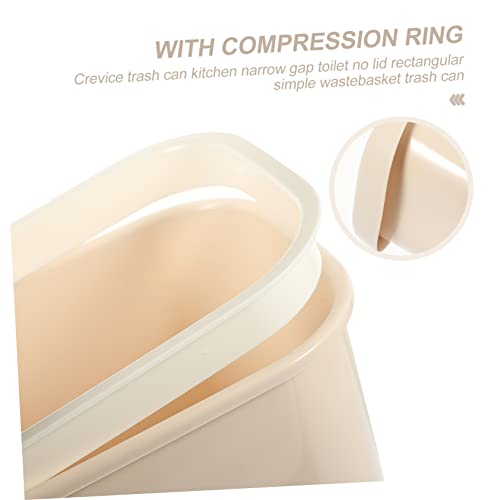 Bote de basura estrecho rectangular sin tapa Beige miniatura 4