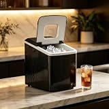 Machine à Glaons Portable 12kg par 24h, Produit 9 Glaçons en 8 Minutes, Machine à Glacon avec Fonction Autonettoyante et Réservoir 1.8L, Design Compact pour Cuisine,Des glaciers efficaces