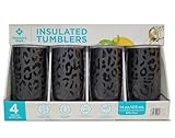 Member's Mark 14-oz. Stainless Steel Insulated Tumblers with Lids, 4 Pack (Black Animal Print)