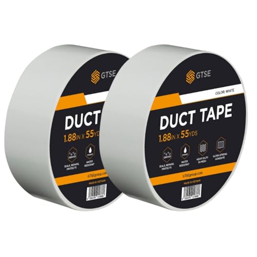 GTSE White Duct Tape, 2 in x 55 yd (164 ft), Heavy Duty Waterproof, 2 Rolls