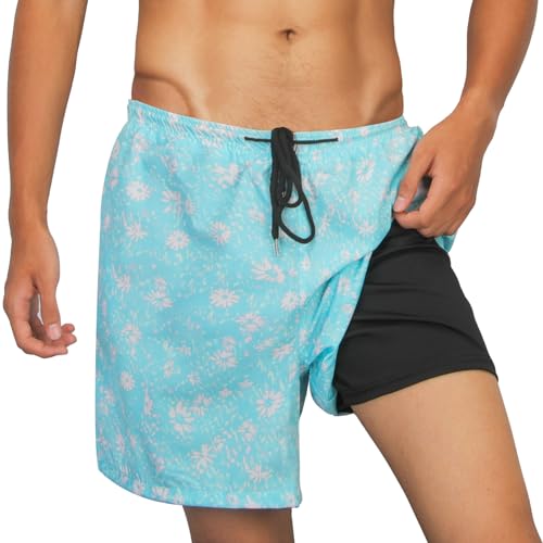 El Mejor Listado de Bañadores para Hombre de esta semana. 47 Lubardy Traje de Baño Hombre 2 en 1 Short Playa de Secado Rápido Bañador con Forro y Bolsillos Bermudas para Hombre para Playa Natación Piscina Azul