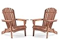Outdoor Wooden Folding Adirondack Chair Set of 2 with Pre-Assembled BackRest, Wood Patio Chair for Garden Backyard Porch Pool Deck Firepit