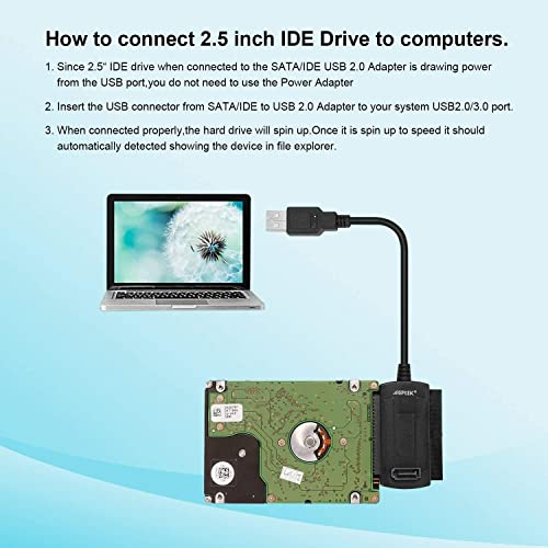 Adaptador Convertidor SATA/PATA/IDE a USB 2.0 2.5 ft miniatura 2