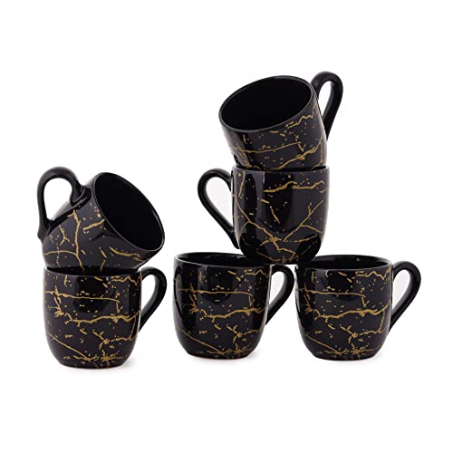 Image of DATA Black Manu Mug with Metallic Design|| Coffee Tea Cups Set | Coffee Mug | 311, | Pack of 6