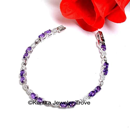 Kanika Jewelry Trove 925 Sterling Silver Amethyst Handmade Link Bracelets For Women & Girl #TOP2