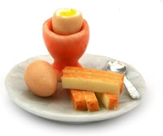 MyTinyWorld Dolls House Miniature Boiled Egg With the Top off in a Orange Egg Cu