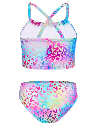 Image of TENVDA Girls Swimsuit 2-Piece Halter Tankini Set Beach Sport Bathing Suit UPF 50+ Swimwear