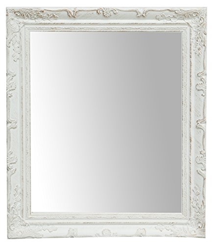 Biscottini Specchio da parete 74x64x4 cm - Specchio bagno con cornice bianca - Specchio shabby - Specchi decorativi per la casa - Specchio da parete