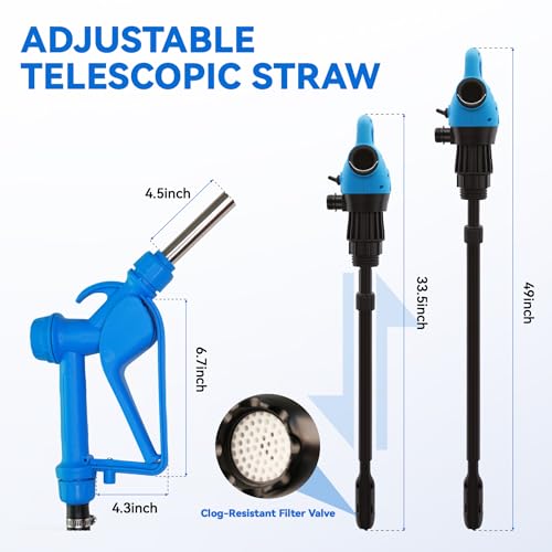 Electric Drum Barrel Pump with 120V AC/12V DC Power,DEF 55 Gallon Drum Pump with 2-Inch Bung Adapter & Telescoping Suction Tube 34" to 49", 5 GPM Flow Rate for DEF, Diesel, Water, Antifreeze by zolaola - Image 5
