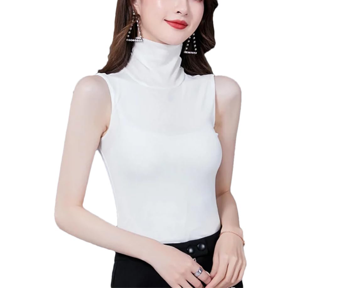 Canotta da donna a collo alto slim basic top estivo canotta aderente