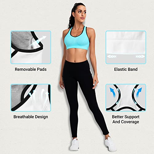 Image of Racerback Sports Bras for Women with Pads - High Impact Athletic Tank Tops for Yoga and Workout Brassieres Bra