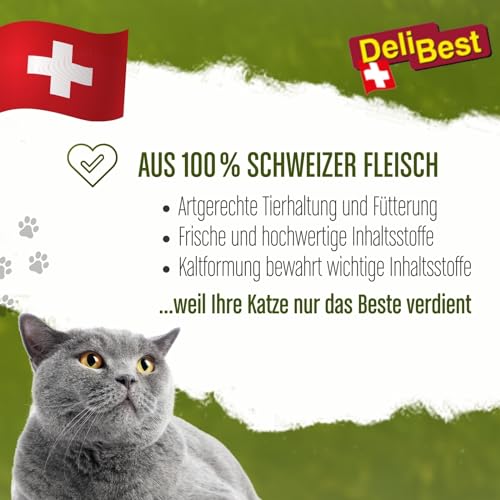 DeliBest Cat Sticks aus 85% Schweizer Rindfleisch I Katzen Leckerlies getreidefrei I halbfeuchte Leckerlies in Stickform I Katzensnack ohne künstliche Zusatzstoffe I Allergiker geeignet I 50g