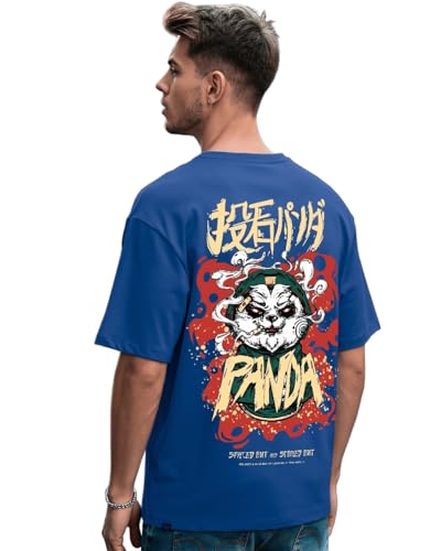 Image of Bewakoof Men's Graphic Printed 100% Cotton T-Shirt - Oversized Fit, Round Neck, Half Sleeves