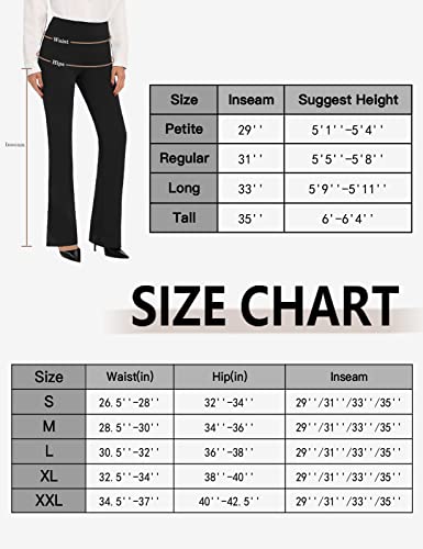 Sevego Women's Bootcut Yoga Dress Pants High Waist Stretch Work Pants With Pockets, 33" Black, L #TOP5