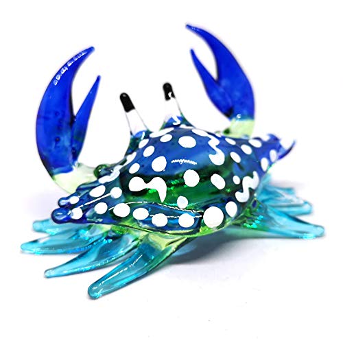 ZOOCRAFT Glass Animals Crab Figurine Blue Hand Blown Painted Art Miniature Coastal Decor Style Spirit Animals - Image 2