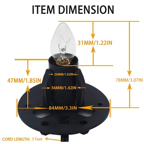 Ohlgt Himalayan Salt Lamp Cord Replacement With Dimmer Switch(2-Pack) And E12 Halogen Salt Lamp Bulbs(6-Pack) New Series (5 Feet Cord & 3.34 Inch Base) #TOP5