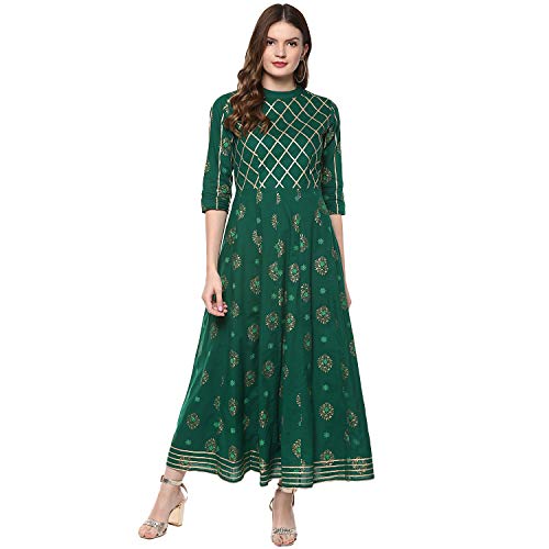 idaLia Gold Print Anarkali Kurta
