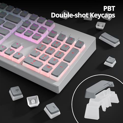 Image of PBT Grey Pudding Keycaps Set 117 Keys, Double Shot Translucent OEM Profile for ISO & ANSI Layout 61 /68 /84 /87 /104 Keys Mechanical Keyboard(Grey Pudding)