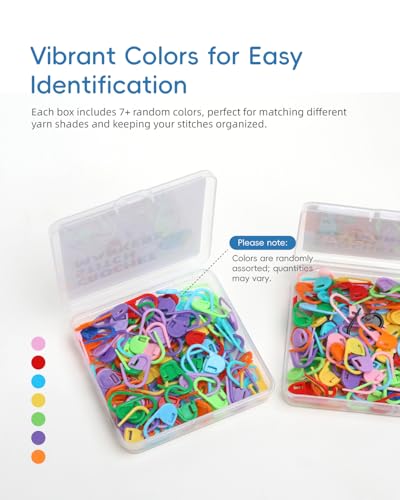 Image of 100PCS Crochet Stitch Markers by Flickzo - Locking Stitch Markers with Storage Case, Plastic Safety Pins for Knitting & Crochet, Colorful Yarn Accessories for Crochet Tools & Supplies
