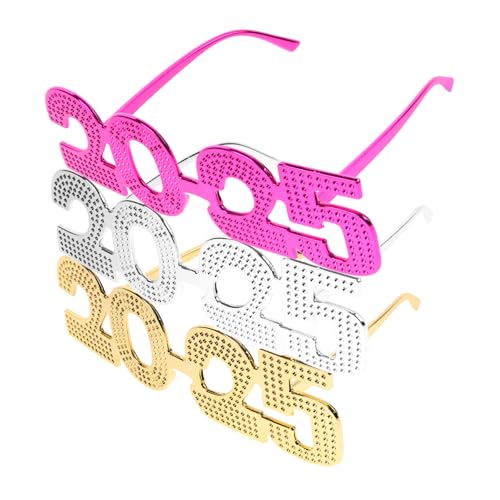 IWOWHERO 3pcs 2025 Glasses 2025 Modeling Eye Wear New Year Eyewear 2025 Eyeglasses Party Eyeglass Props Eyeglasses Props New Year Costume Accessory Party Eyewear Decor Party Props