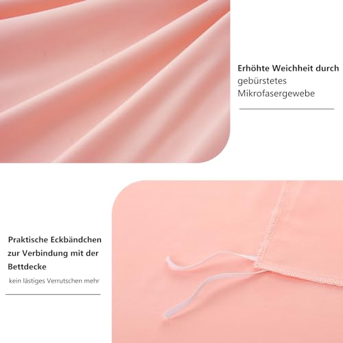 RUIKASI Bettwäsche 155x220 2teilig Rosa - Pink Mikrofaser Bettwäsche-Sets Oeko-TEX, Bettbezüge 155 x 220cm + Kissenbezüge 80x80cm mit… – Ansicht 5